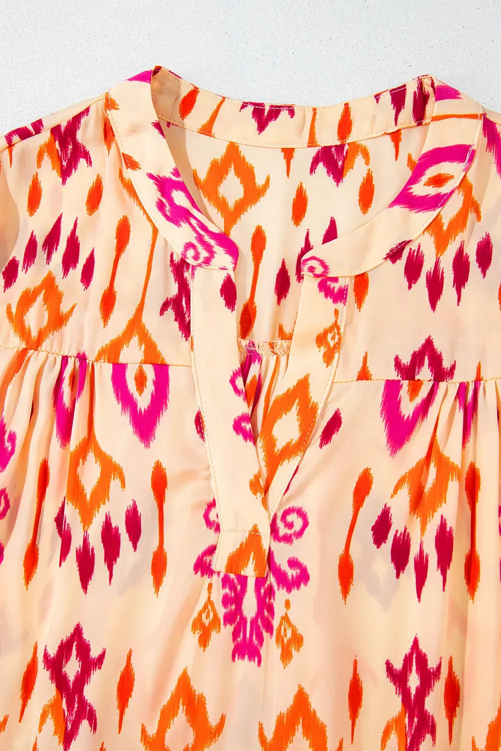 🌼 Tiered Printed Notched Long Sleeve Midi Dress 🌼
