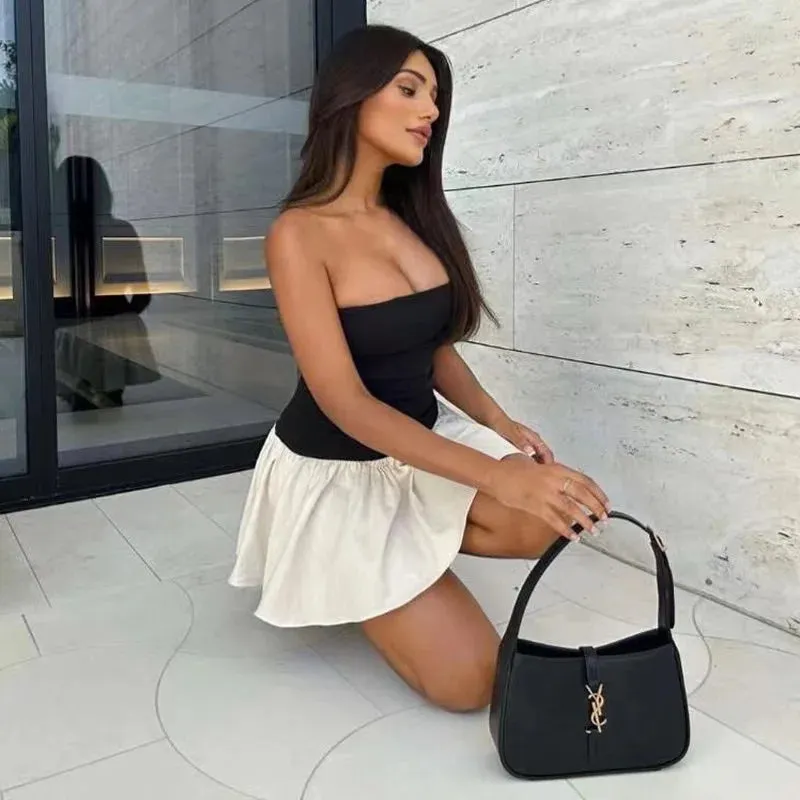 2024 Slim Folds Bodycon Backless Splice Sexy Off-Shoulder Elegant Strapless Dress