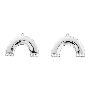 24x33mm Rhodium Plated Arched Components from the Global Collection (1 Pair)