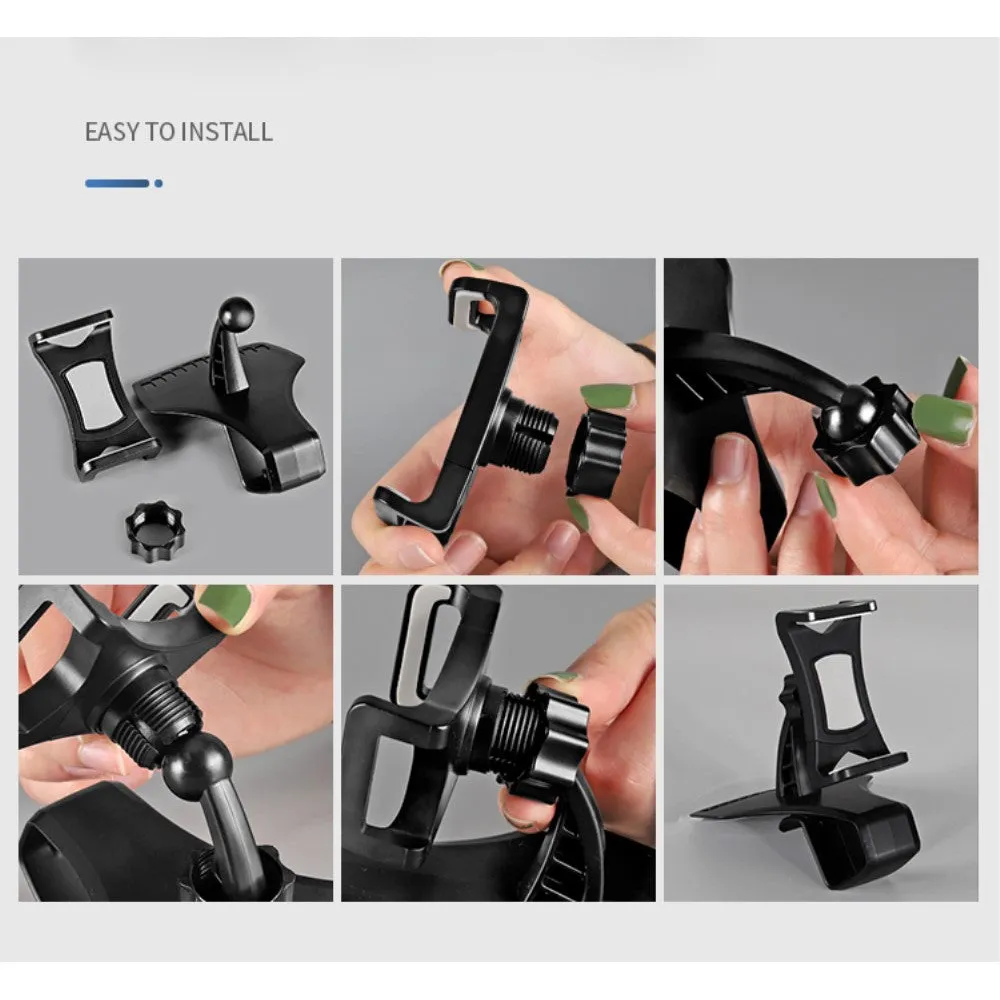 3 in 1 Car GPS Smartphone Holder: Dashboard / Visor Clamp   AC Grid Clip for Oppo F1 Global F1f (2016) - Black