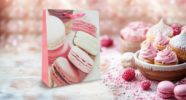 3D Macaron Print Gift Bags - Set Of 4 (Sizes Available)