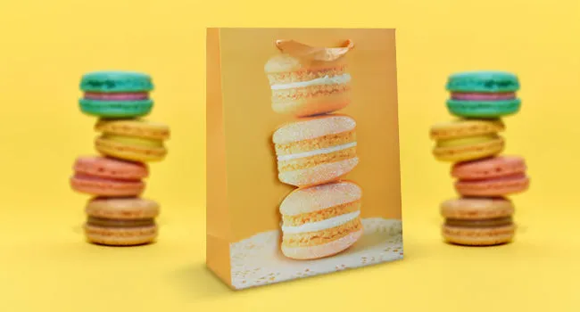 3D Macaron Print Gift Bags - Set Of 4 (Sizes Available)