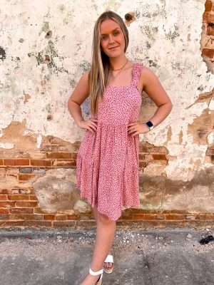 Adeline Pink Leopard Midi Dress