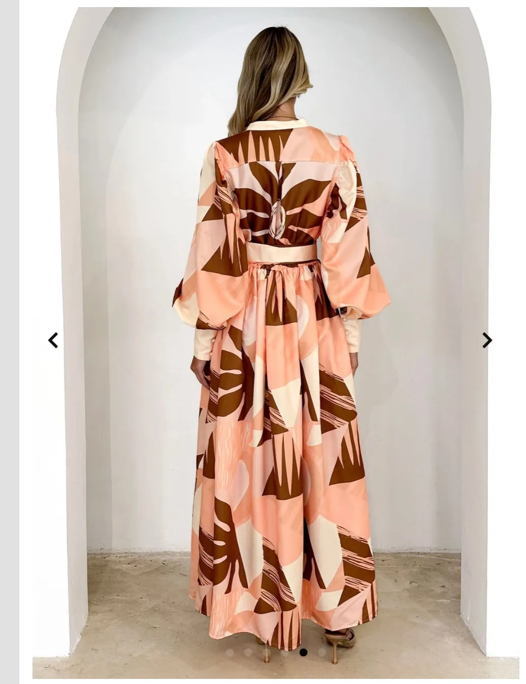Ariana Maxi Dress - Peach abstract