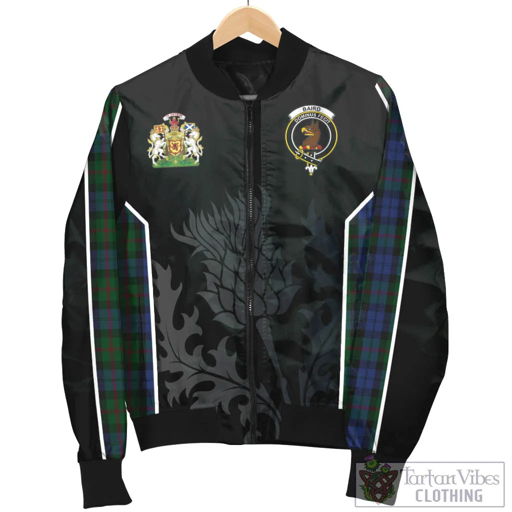 Baird Tartan Bomber Jacket with Family Crest and Scottish Thistle Vibes Sport Style