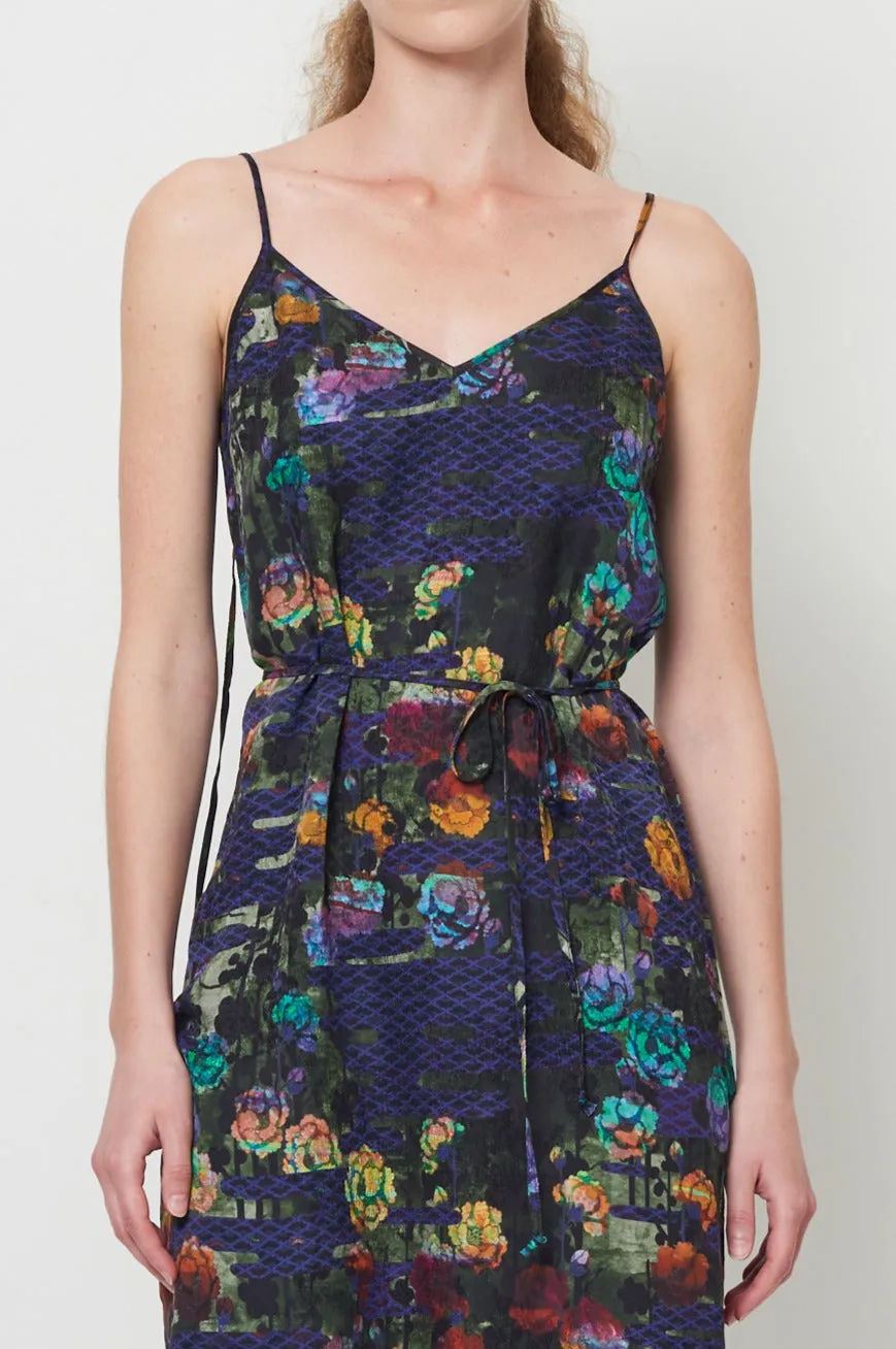 Blue Floral Lily Midi Slip Dress
