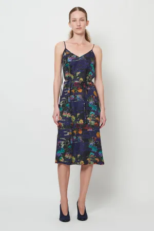Blue Floral Lily Midi Slip Dress
