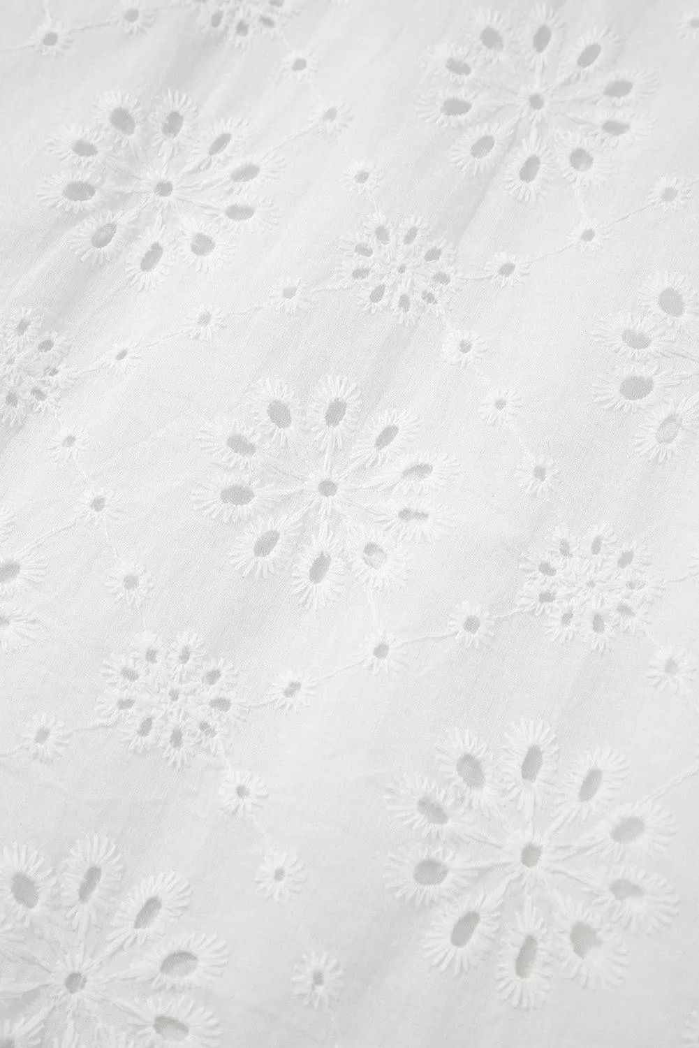 Boho Eyelet Pattern Halter Neck Sleeveless White Midi Dress