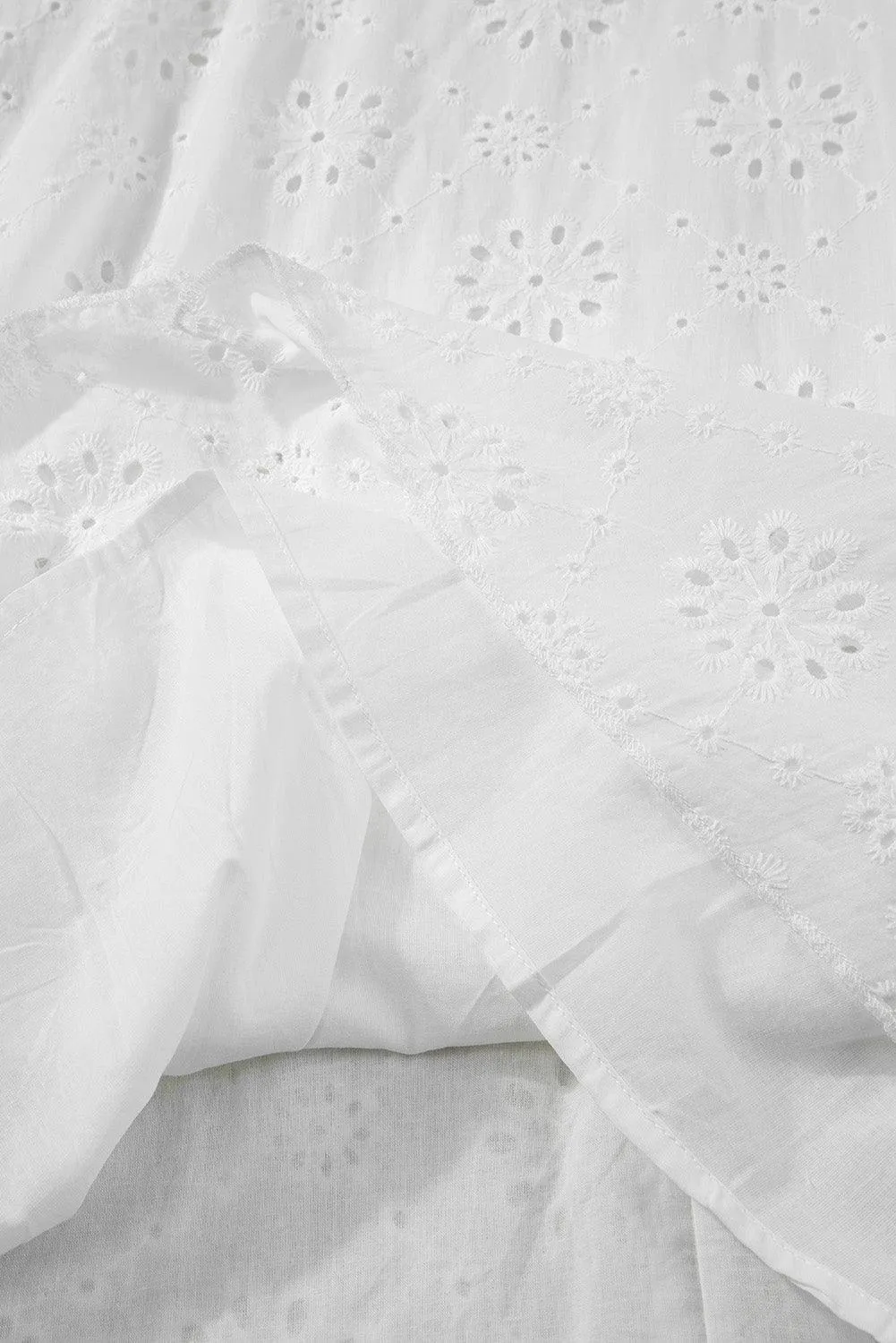 Boho Eyelet Pattern Halter Neck Sleeveless White Midi Dress