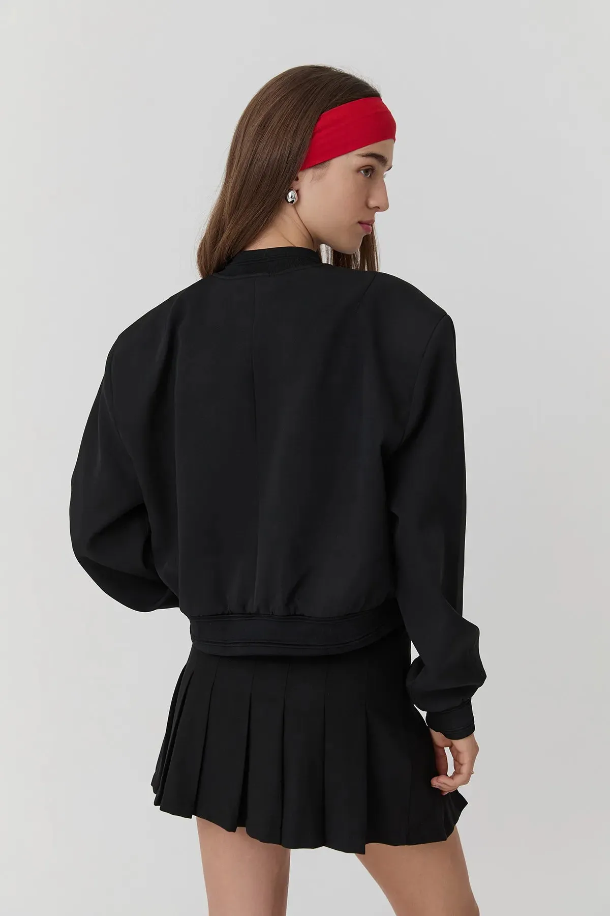 Bomber Jacket with Troc Detail Black
