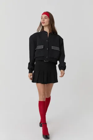 Bomber Jacket with Troc Detail Black
