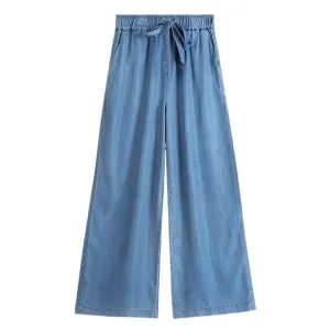 Bonnyshow thin curv wide leg Pants Vintage High Waist Jeans Women Full Length Pants Cowboy Pants Plus size Denim trousers 6XL 7XL