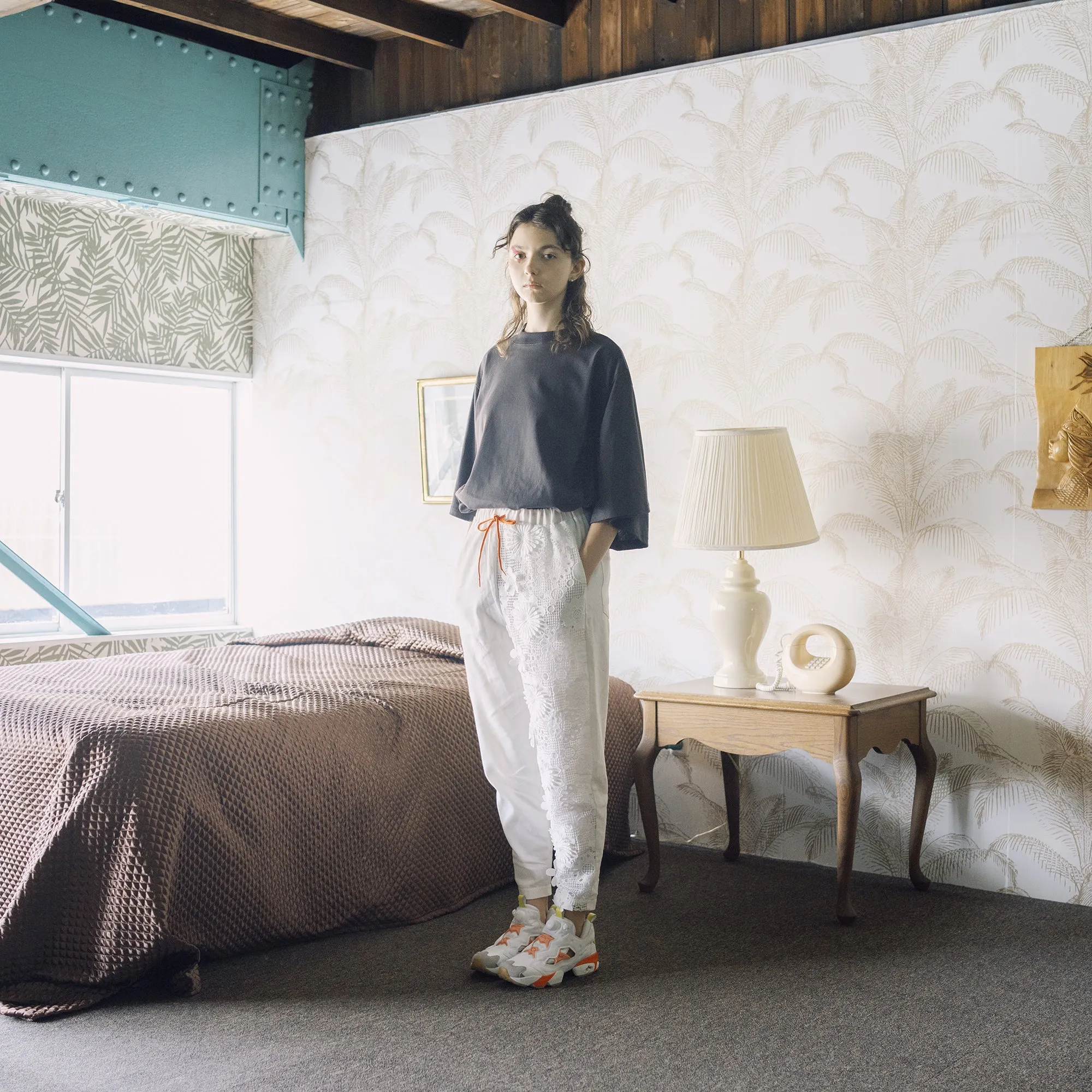 BSD25SS-17  Flower Lace Relax Pants WHITE