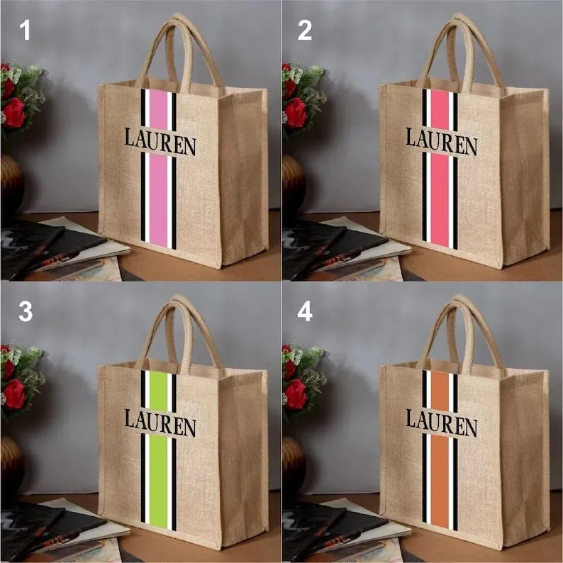 Burlap Personalized Natural Jute Tote Bag