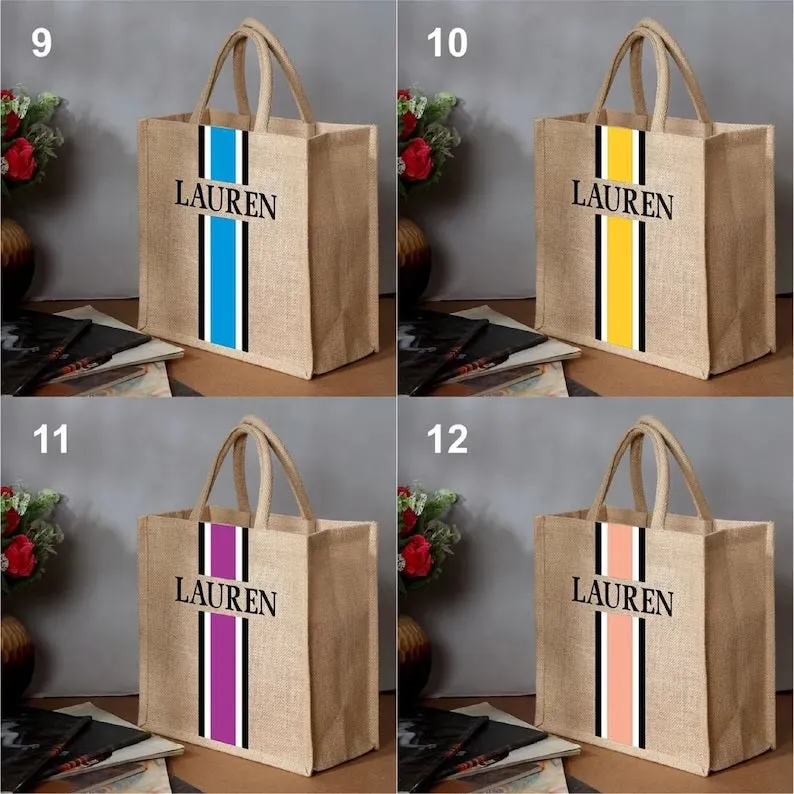 Burlap Personalized Natural Jute Tote Bag