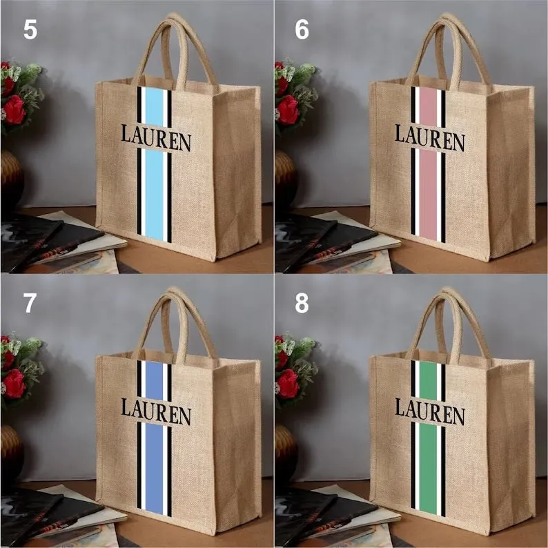 Burlap Personalized Natural Jute Tote Bag