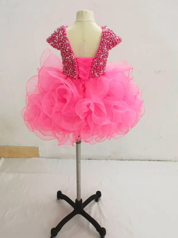 Cap Sleeve Beauty Beaded Bodice Little Girls Pageant Dress