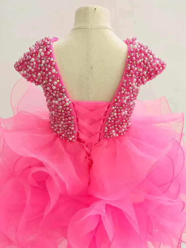 Cap Sleeve Beauty Beaded Bodice Little Girls Pageant Dress
