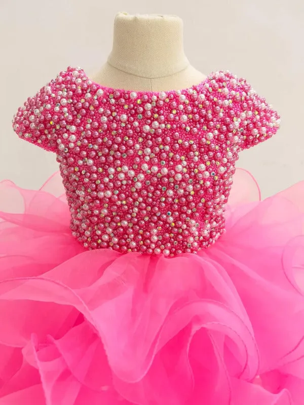 Cap Sleeve Beauty Beaded Bodice Little Girls Pageant Dress