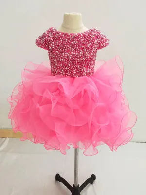 Cap Sleeve Beauty Beaded Bodice Little Girls Pageant Dress