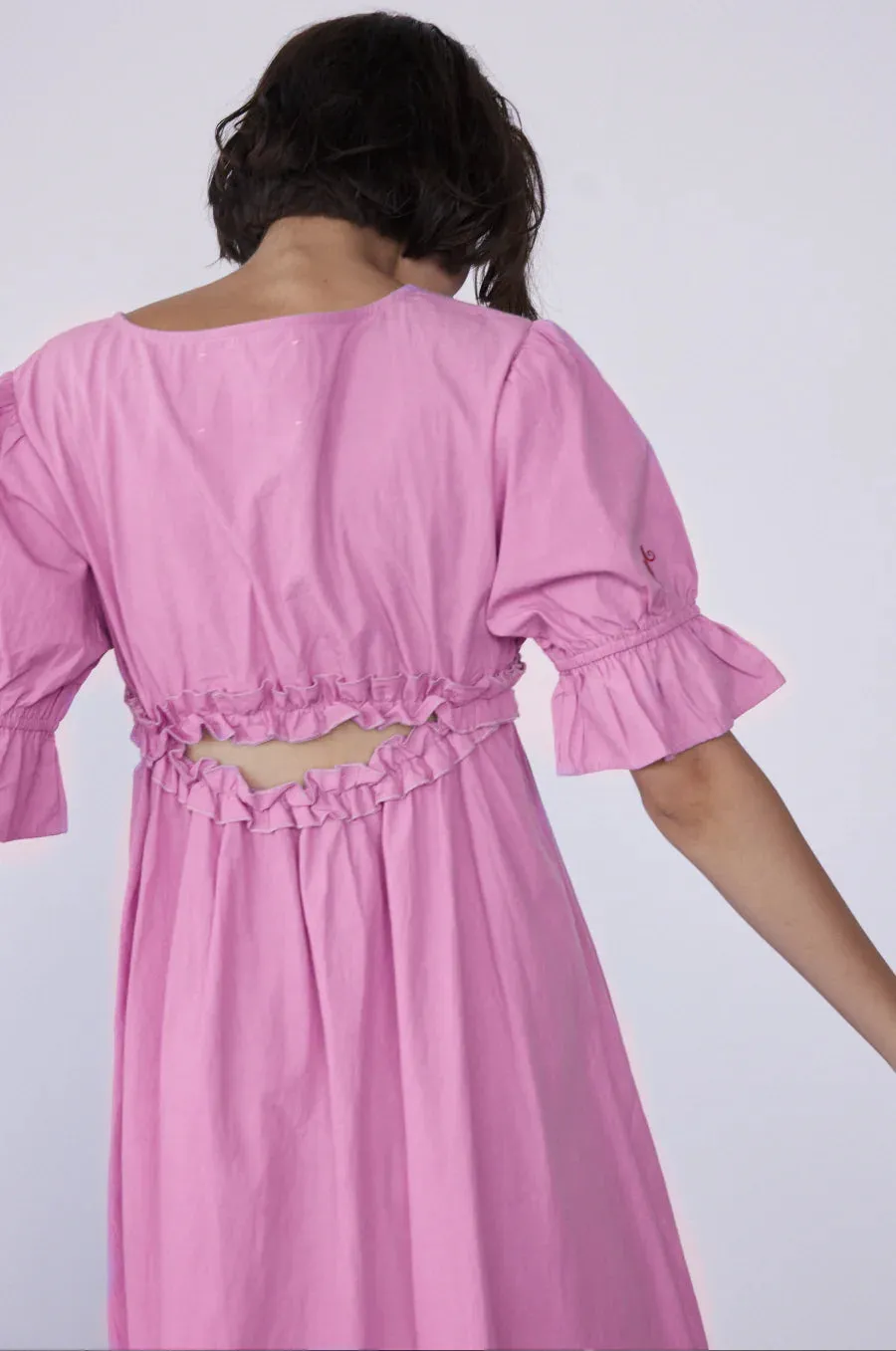 Cassie Bow Midi Dress - Pink