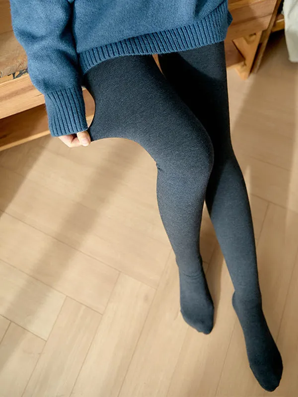 Casual Skinny Leg Velvet Keep Warm Solid Color Thermal Pants Bottoms