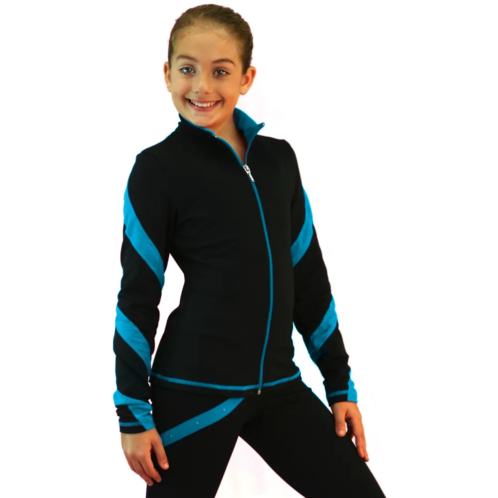 ChloeNoel Light Weight Fleece Jacket with Color Zipper & Thumb Holes - J636F