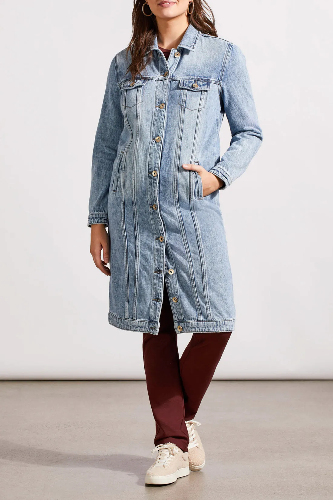 Cotton Denim Duster w/ Pockets