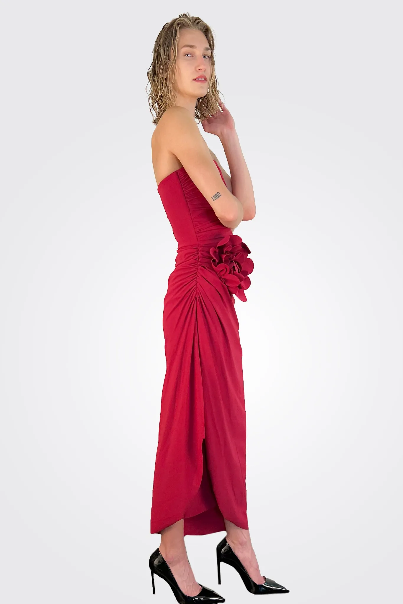 Deisette Midi Dress - Garnet