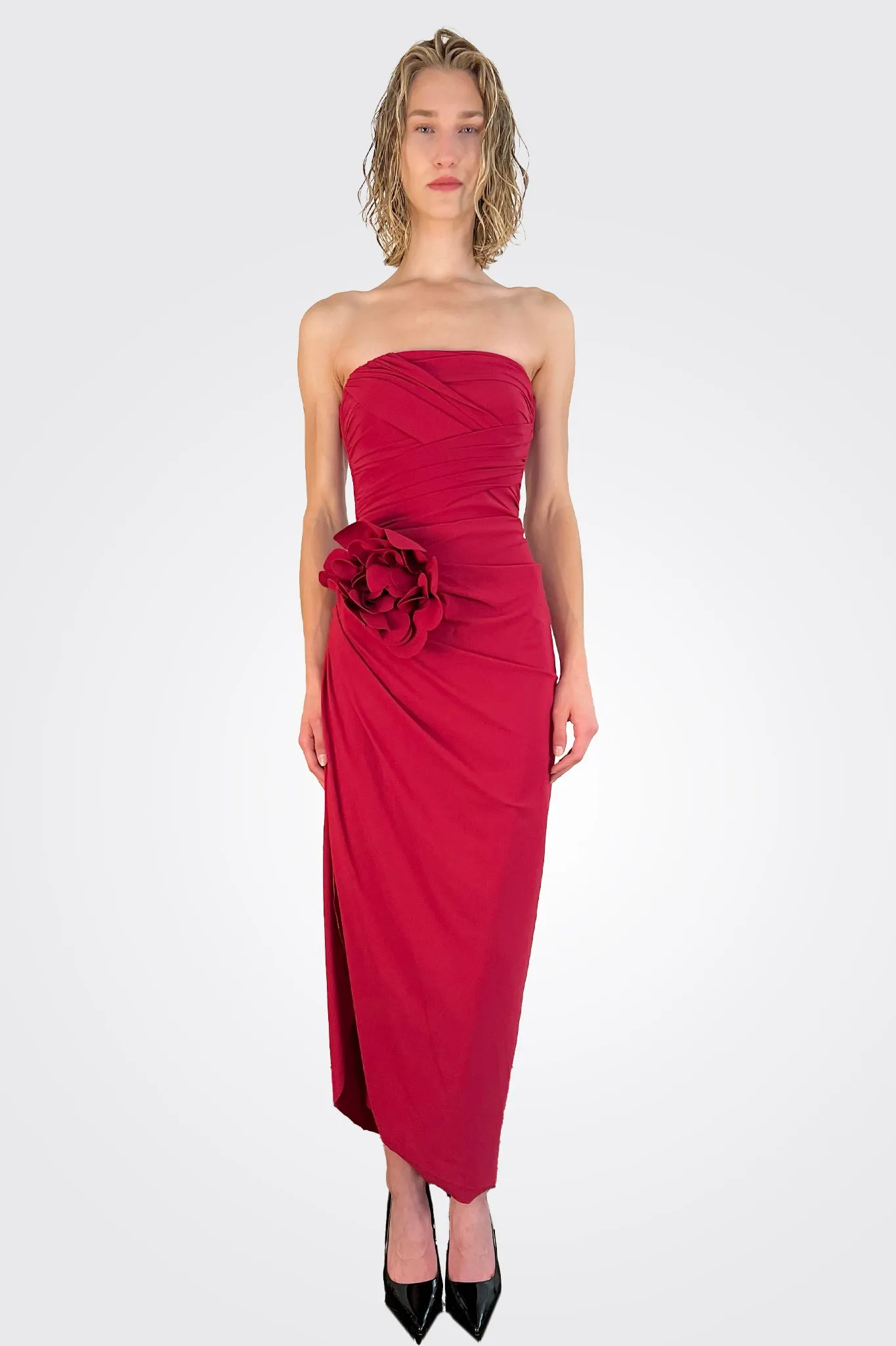 Deisette Midi Dress - Garnet