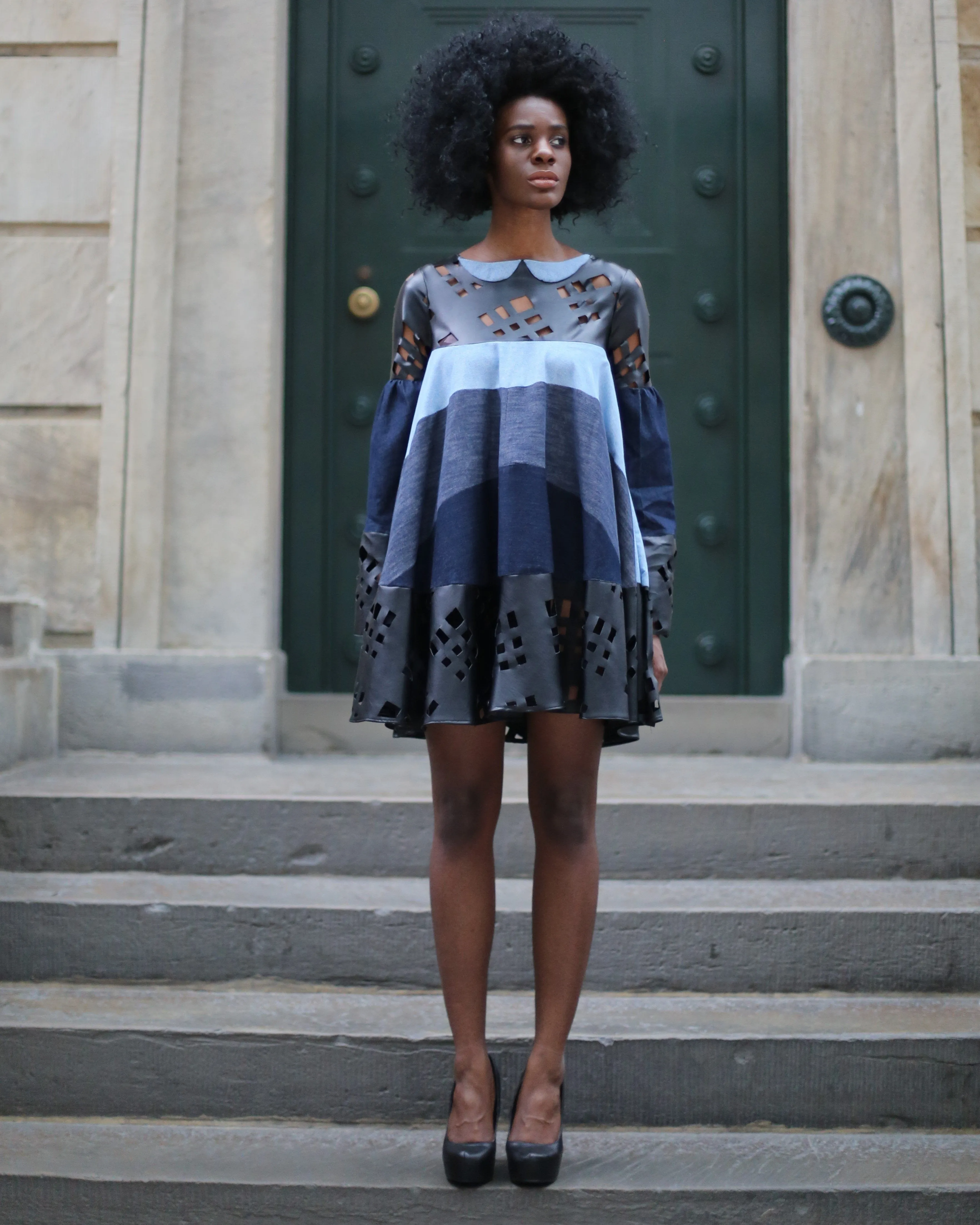 Denim Leather Dress