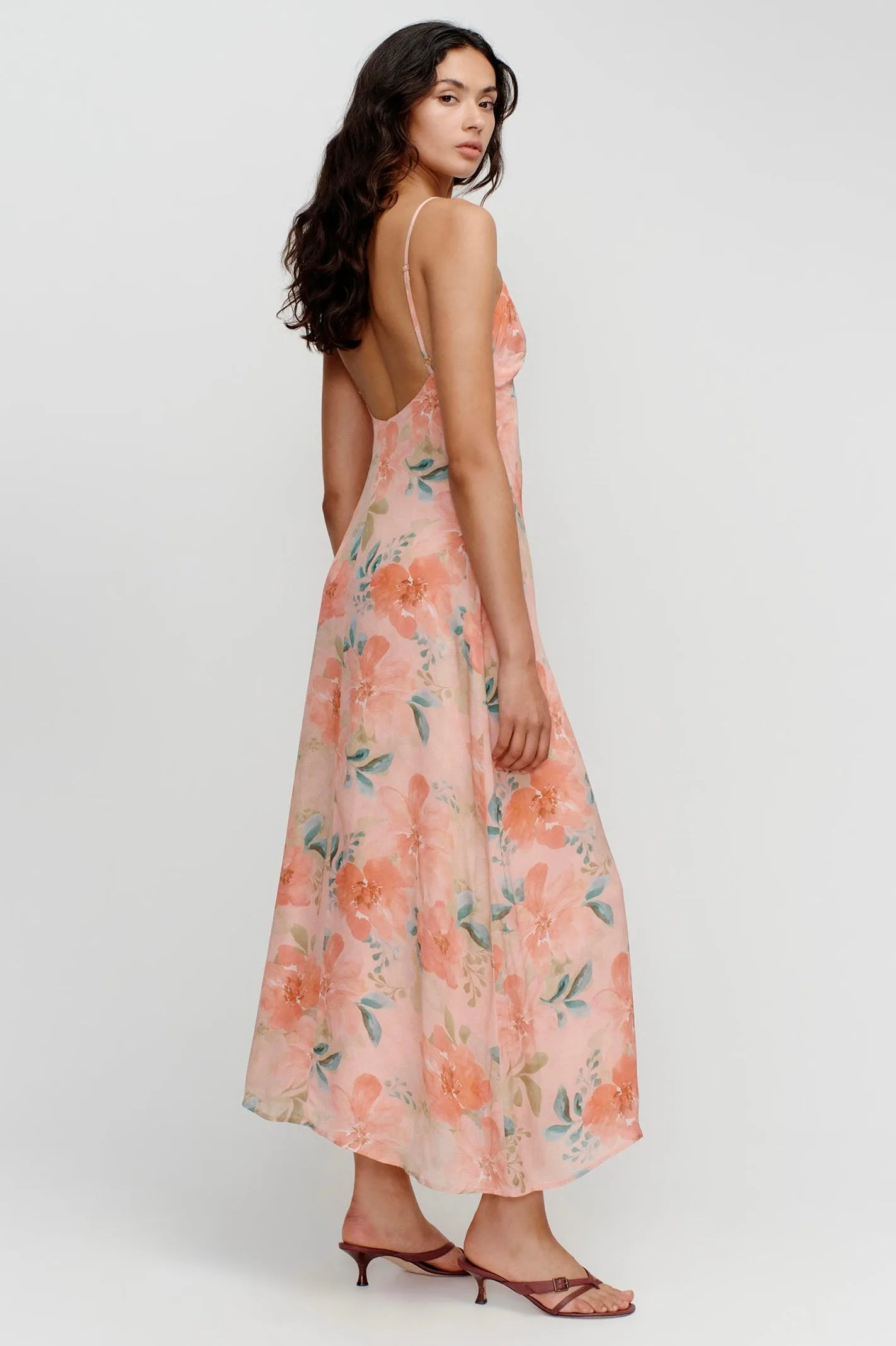 Domenica Pink Floral Midi Dress