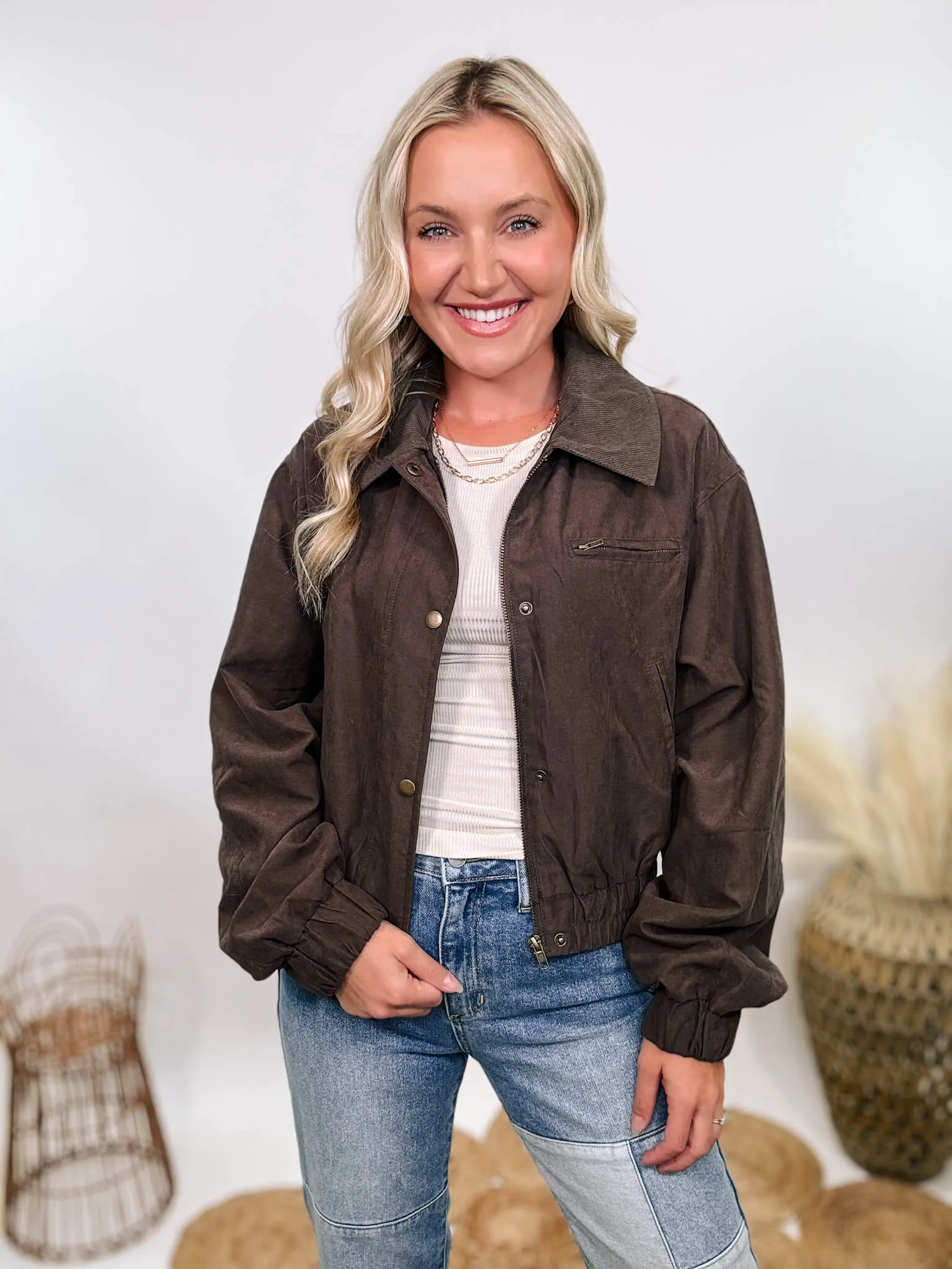 DOORBUSTER - Dark Brown Western Utility Bomber Jacket