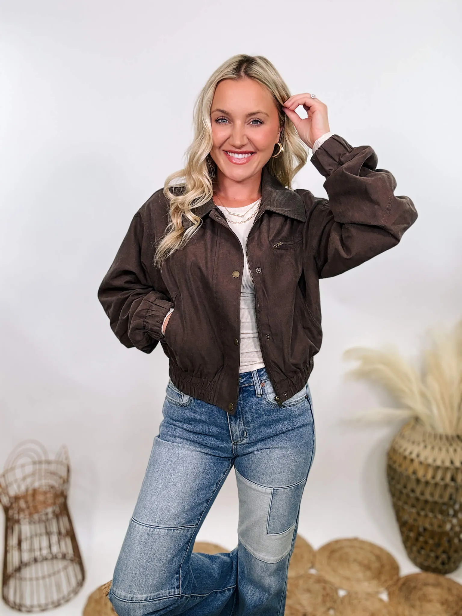 DOORBUSTER - Dark Brown Western Utility Bomber Jacket