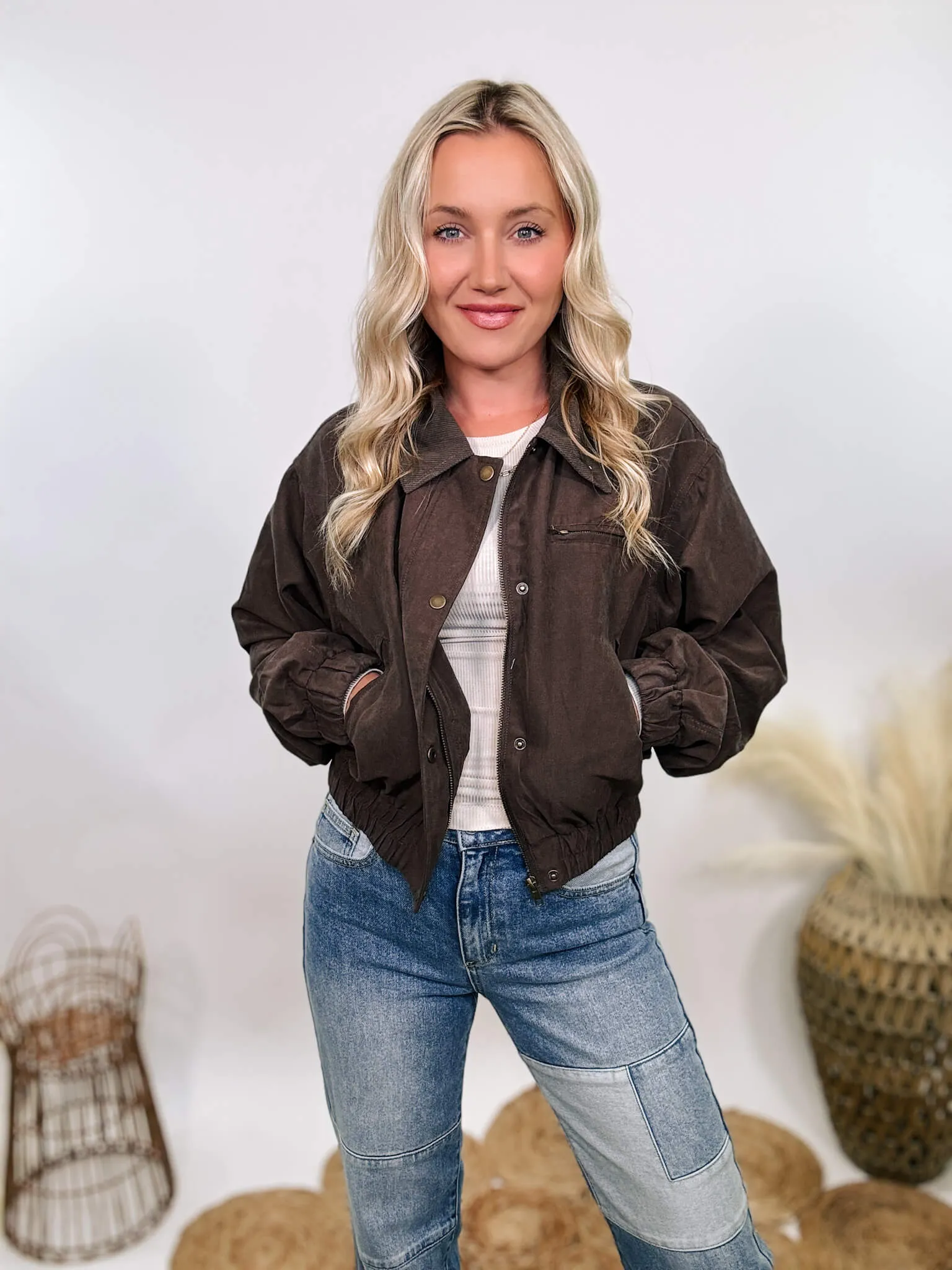 DOORBUSTER - Dark Brown Western Utility Bomber Jacket