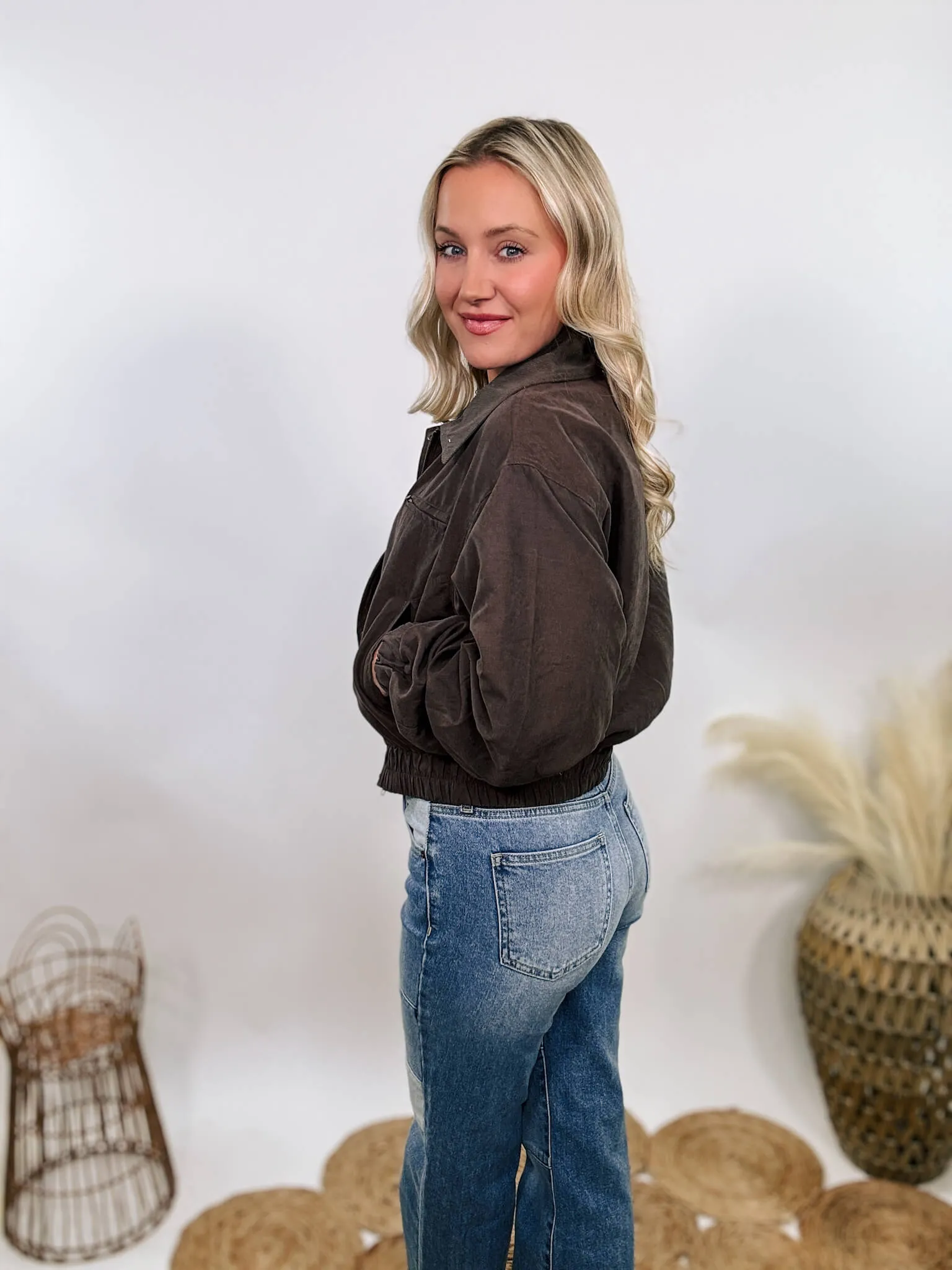 DOORBUSTER - Dark Brown Western Utility Bomber Jacket