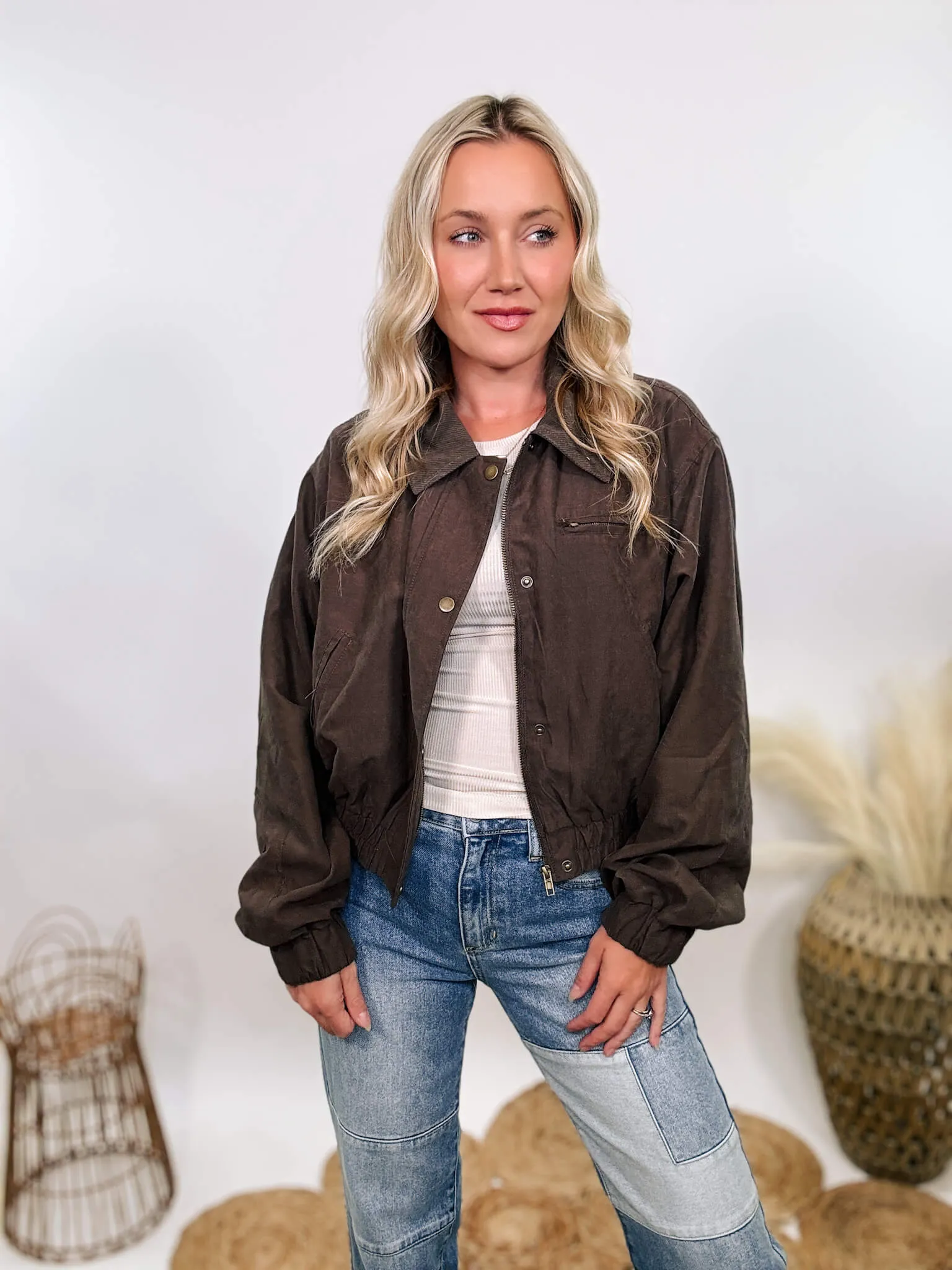 DOORBUSTER - Dark Brown Western Utility Bomber Jacket