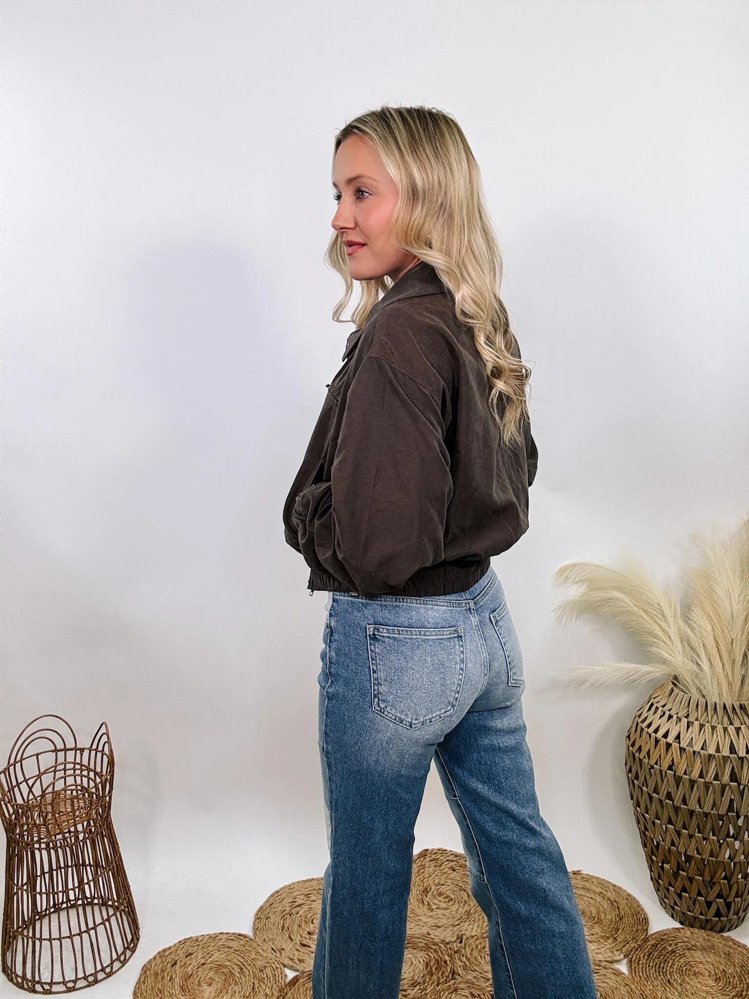 DOORBUSTER - Dark Brown Western Utility Bomber Jacket