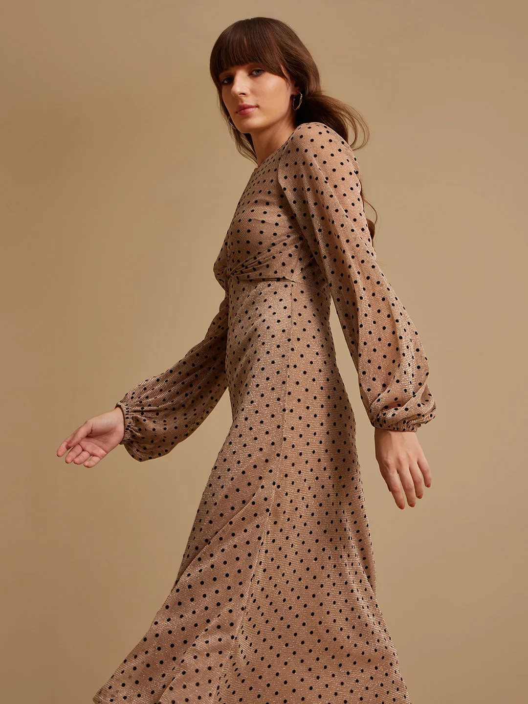 Dottie Polka Textured Midi Dress