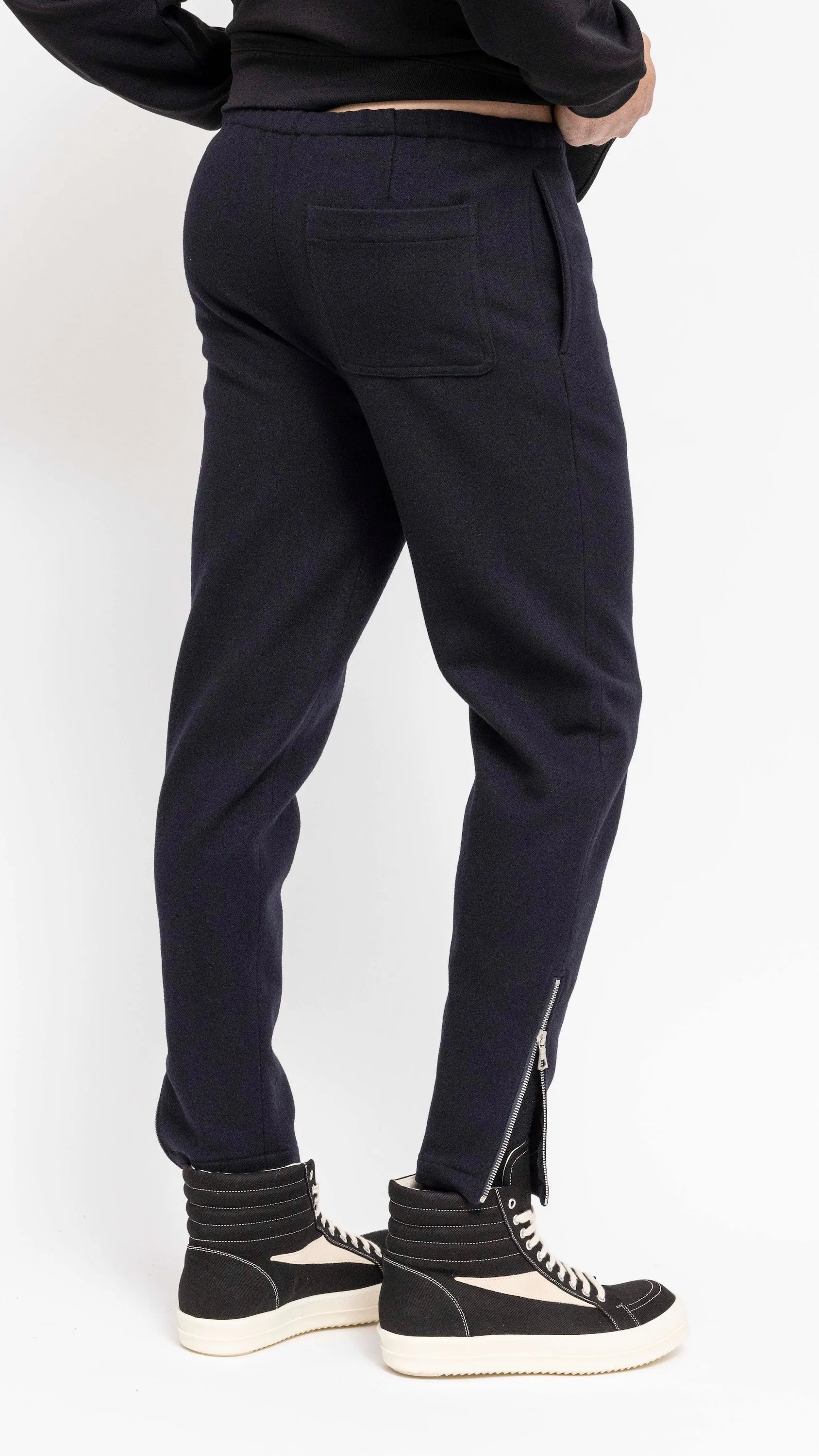 DRIES VAN NOTEN NAVY WOOL PINFOLD PANTS