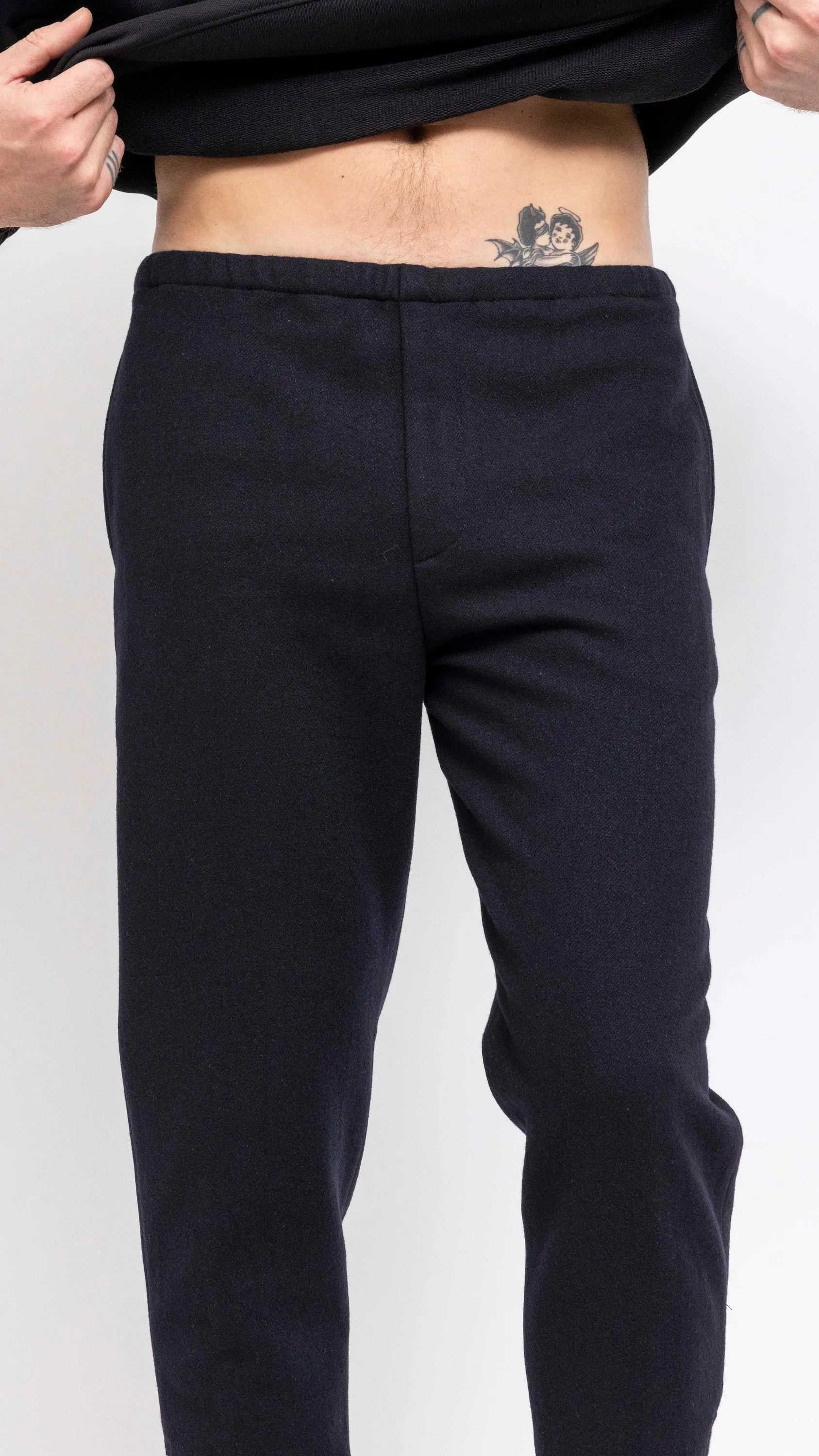 DRIES VAN NOTEN NAVY WOOL PINFOLD PANTS