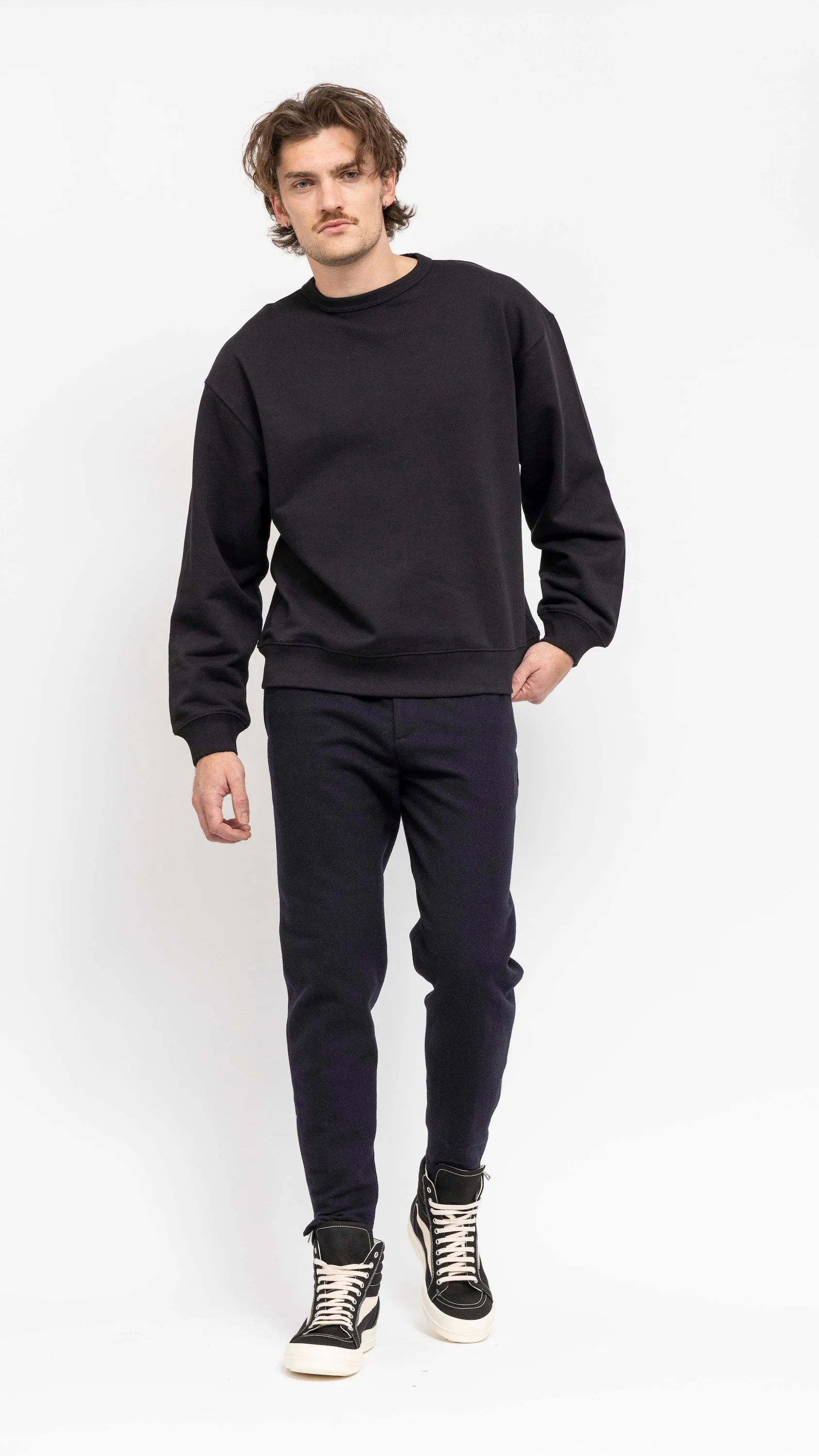 DRIES VAN NOTEN NAVY WOOL PINFOLD PANTS