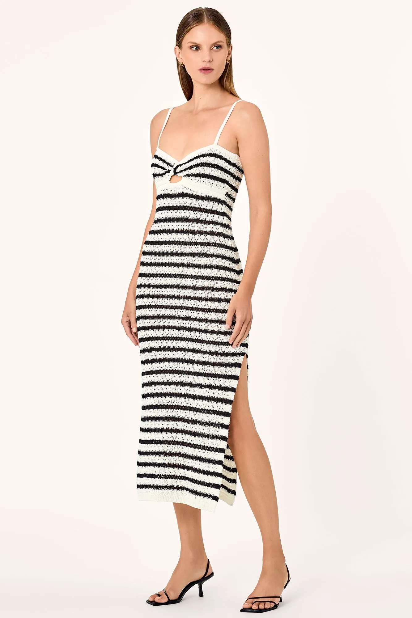 Elora Knit Dress - Cream Black Stripe