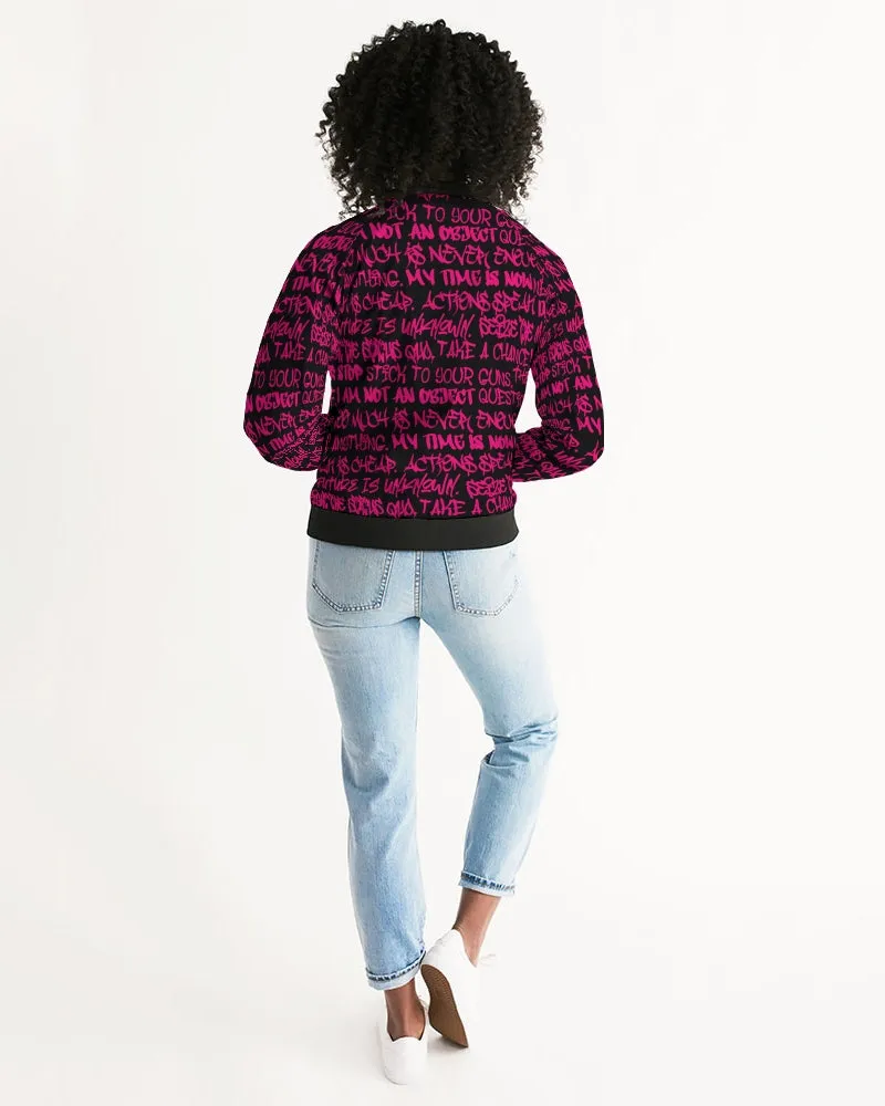 Empowering Pink Graffiti Women's Bomber Jacket