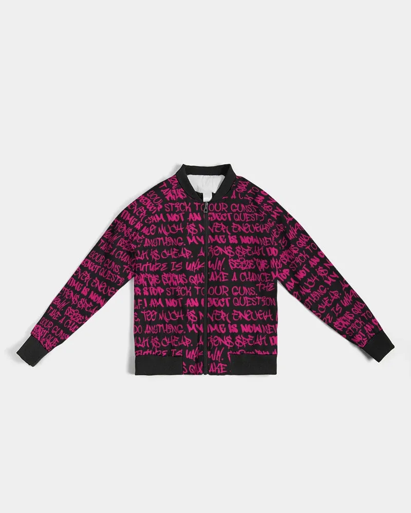 Empowering Pink Graffiti Women's Bomber Jacket