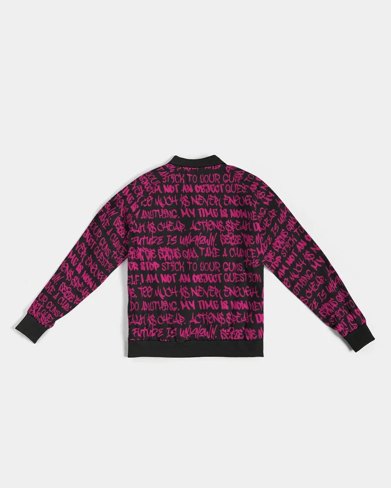 Empowering Pink Graffiti Women's Bomber Jacket
