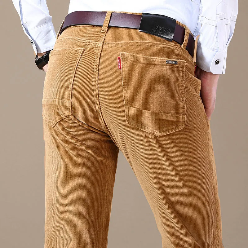 Explosive Style Straight Slim Stretch Casual  Pants Business Wild Men's Corduroy Jeans
