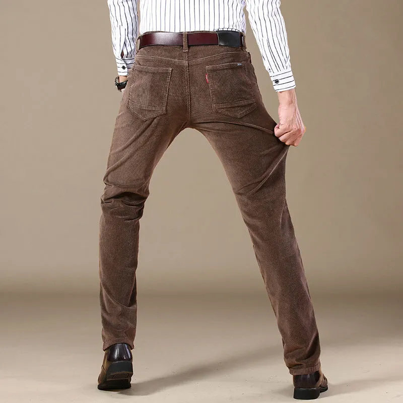 Explosive Style Straight Slim Stretch Casual  Pants Business Wild Men's Corduroy Jeans