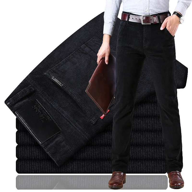 Explosive Style Straight Slim Stretch Casual  Pants Business Wild Men's Corduroy Jeans