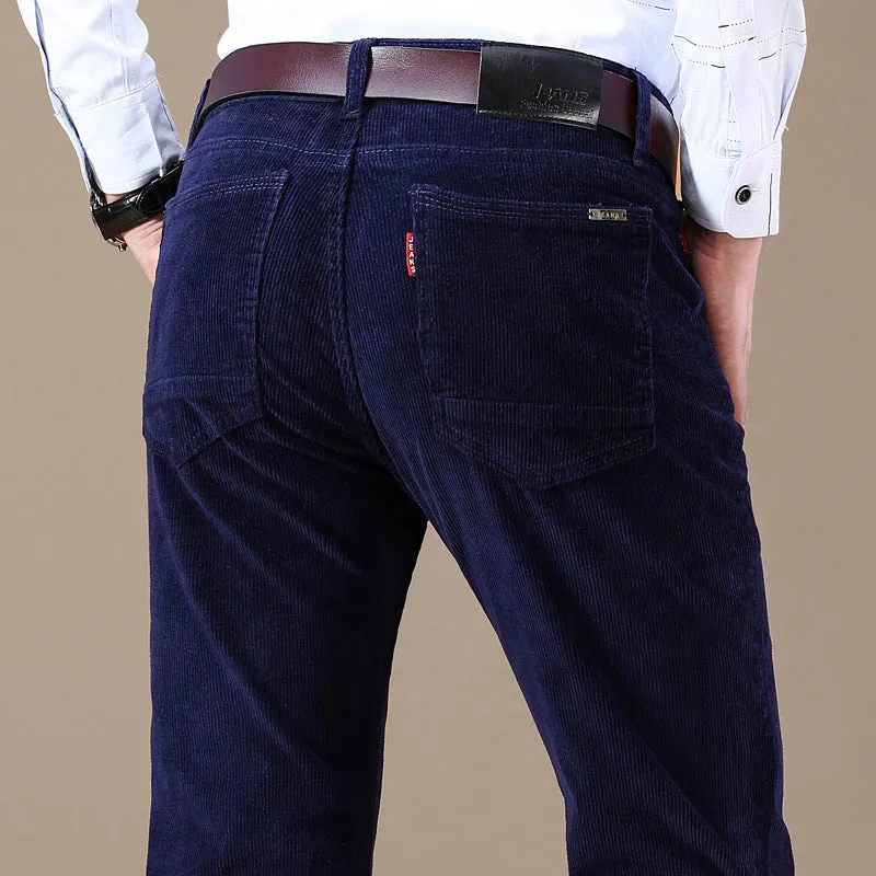 Explosive Style Straight Slim Stretch Casual  Pants Business Wild Men's Corduroy Jeans